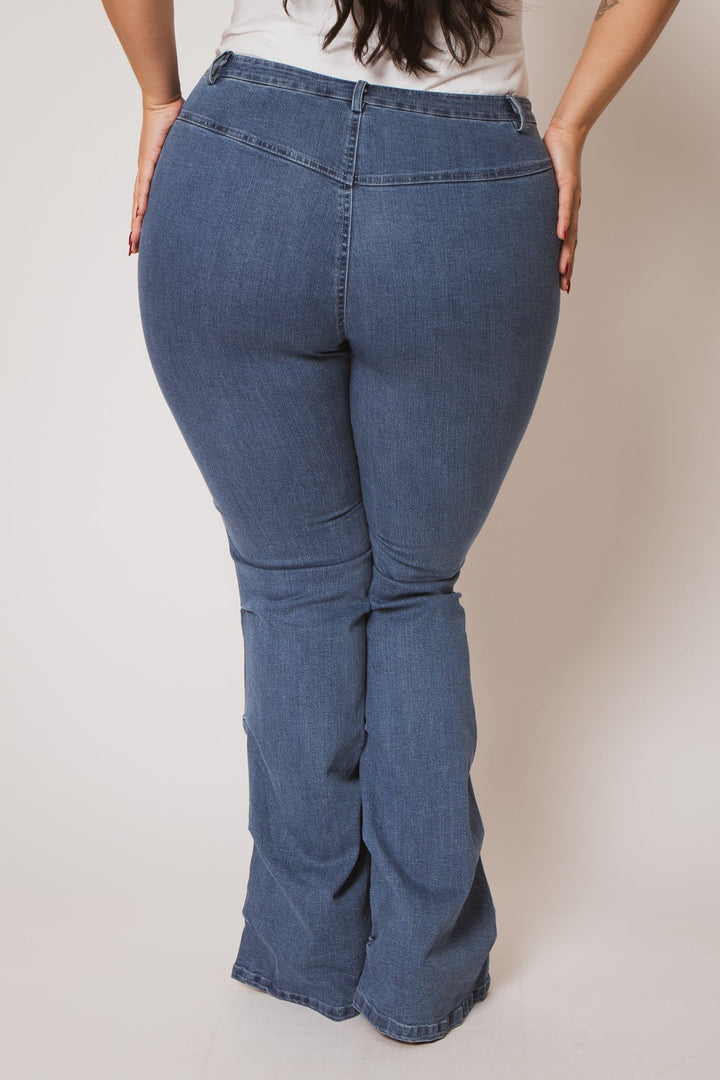 K TOO Pants Plus Size Contour Seam Jeans - Blue