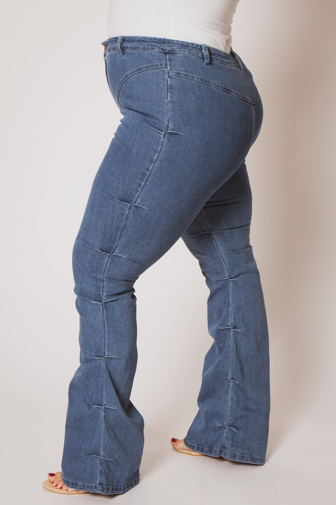 K TOO Pants Plus Size Contour Seam Jeans - Blue