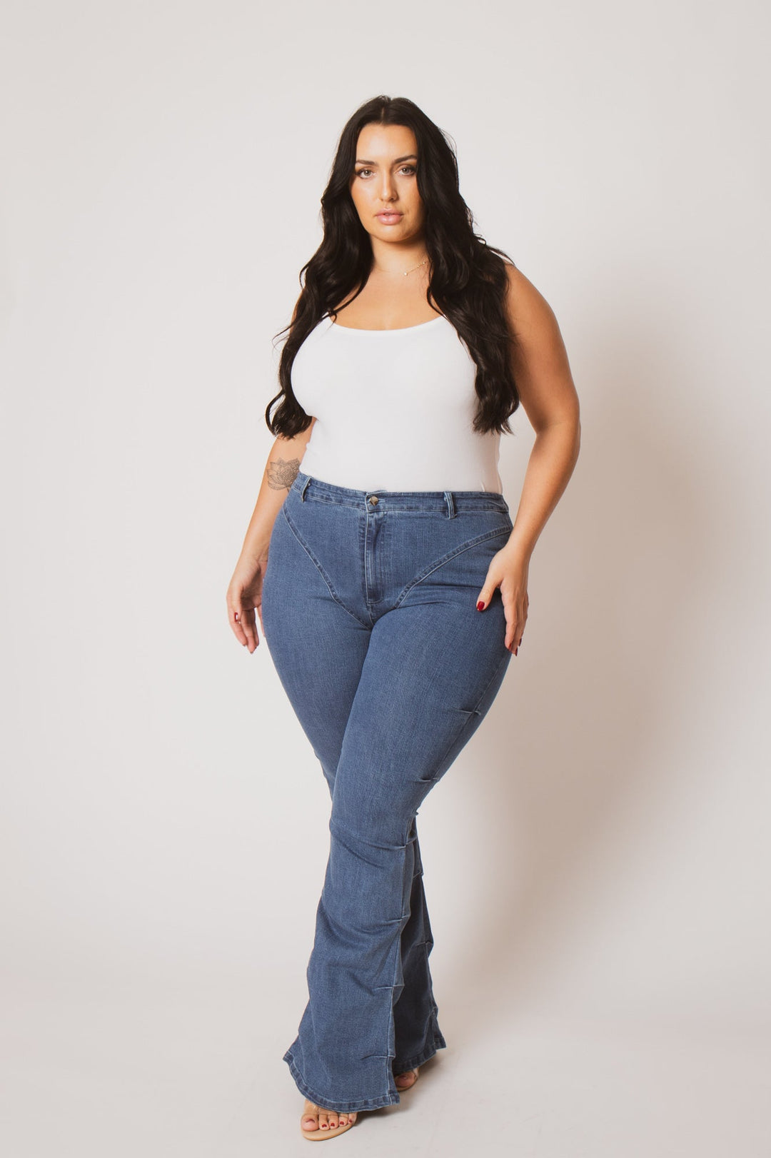 K TOO Pants Plus Size Contour Seam Jeans - Blue