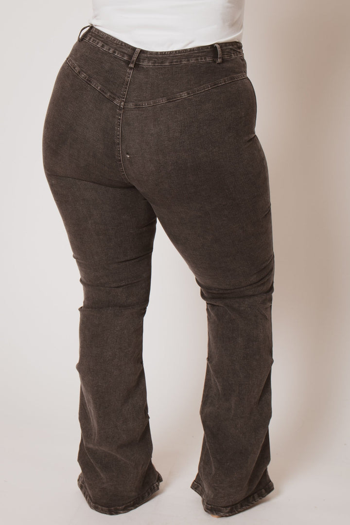 K TOO Pants Plus Size Contour Seam Jeans - Grey