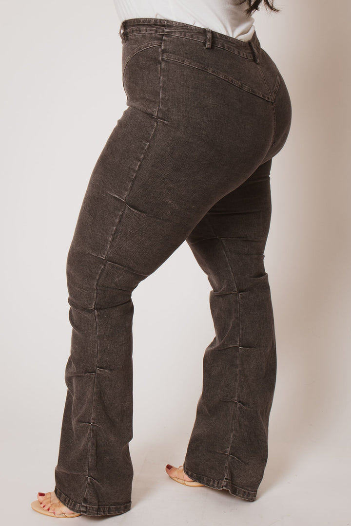 K TOO Pants Plus Size Contour Seam Jeans - Grey