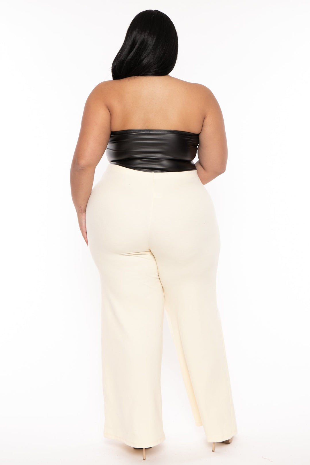 Plus Size High Waist Front Slit Pants - Ivory – Curvy Sense