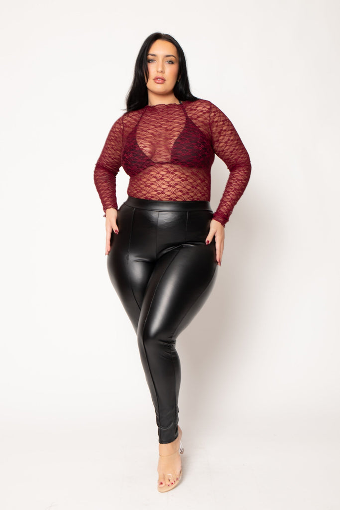 Women's Plus Size Raven Faux Leather Pant - Black - Curvy Sense