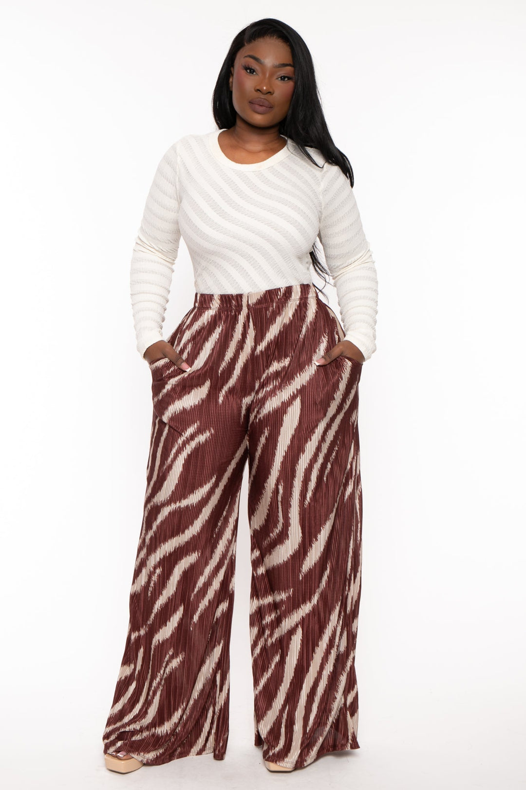 Jade By Jane Pants Plus Size Sonia Zebra Print Pants - Rust