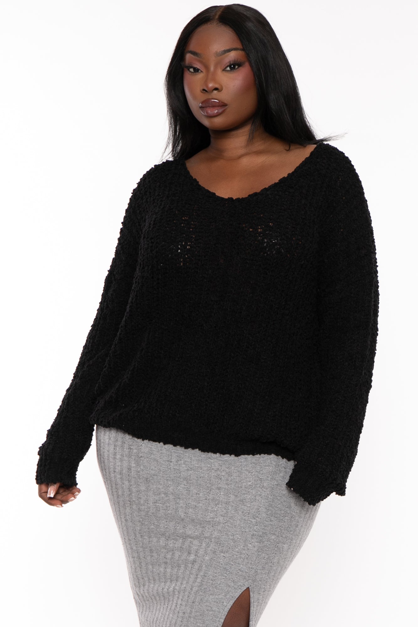 Plus size 2025 ribbed sweater