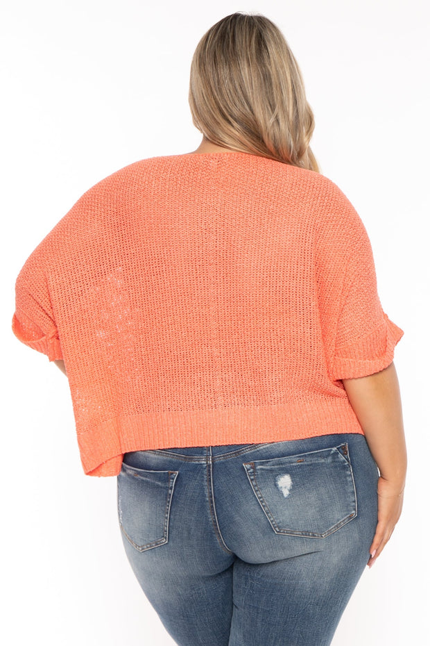 Petal Dew Sweaters & Cardigans Plus Size Carol Relax Knit  Sweater -Orange