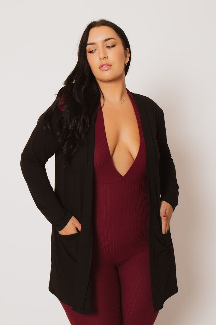 ZENANA Sweaters & Cardigans Plus Size Clara Cardigan  - Black