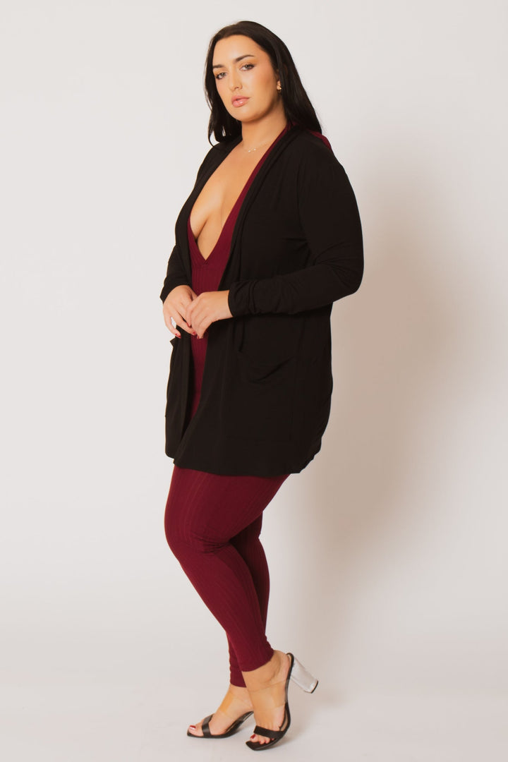 ZENANA Sweaters & Cardigans Plus Size Clara Cardigan  - Black