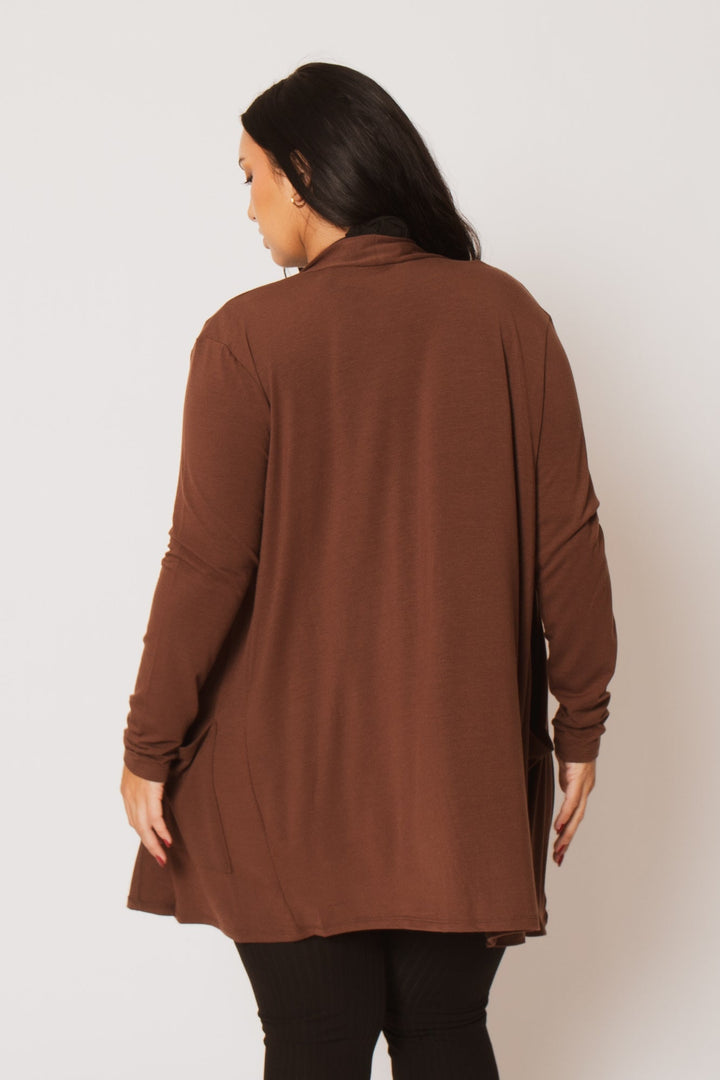 ZENANA Sweaters & Cardigans Plus Size Clara Cardigan  - Brown