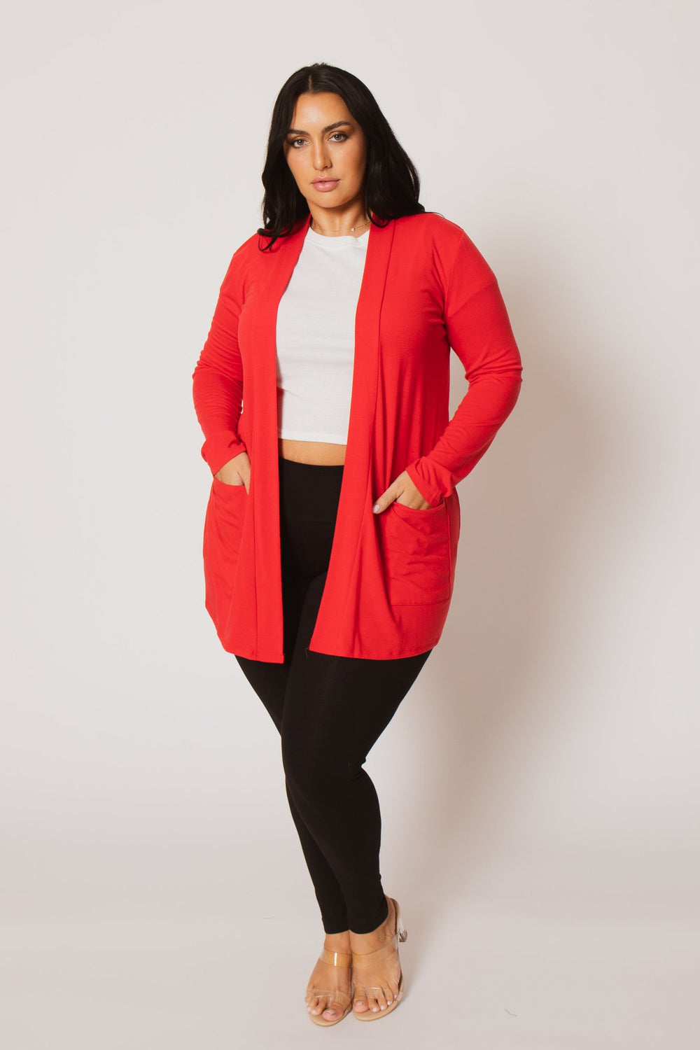 ZENANA Sweaters & Cardigans Plus Size Clara Cardigan  - Red