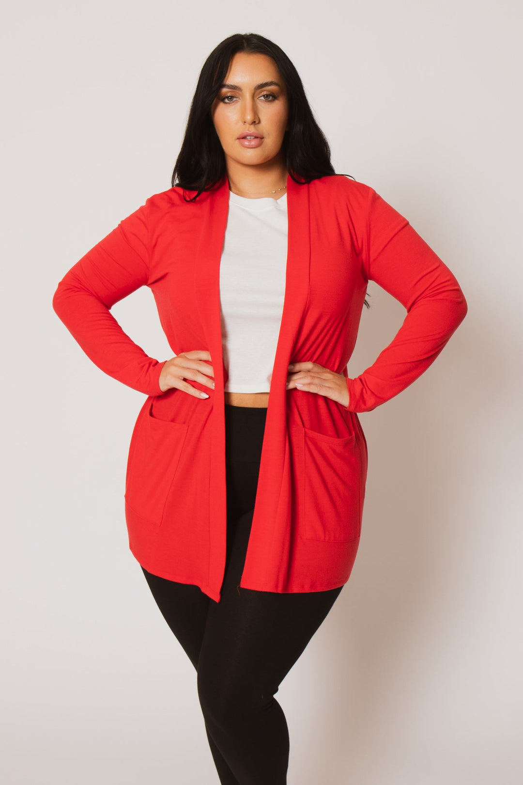 ZENANA Sweaters & Cardigans Plus Size Clara Cardigan  - Red