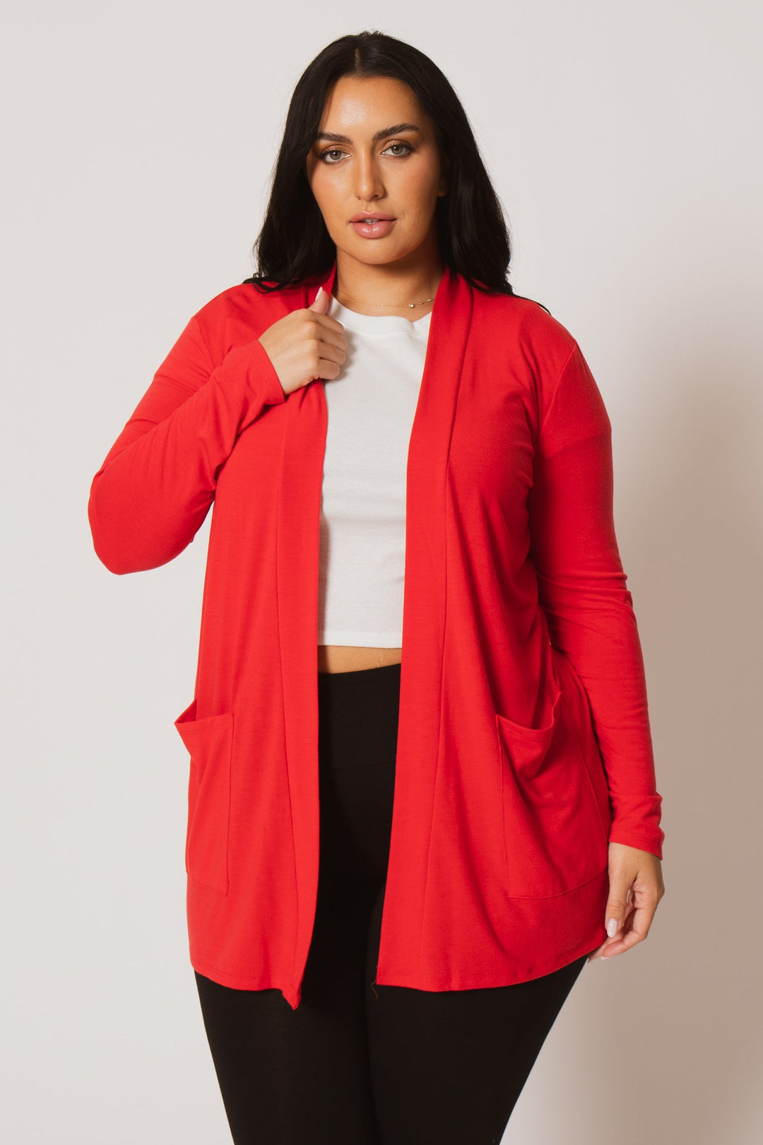 ZENANA Sweaters & Cardigans Plus Size Clara Cardigan  - Red