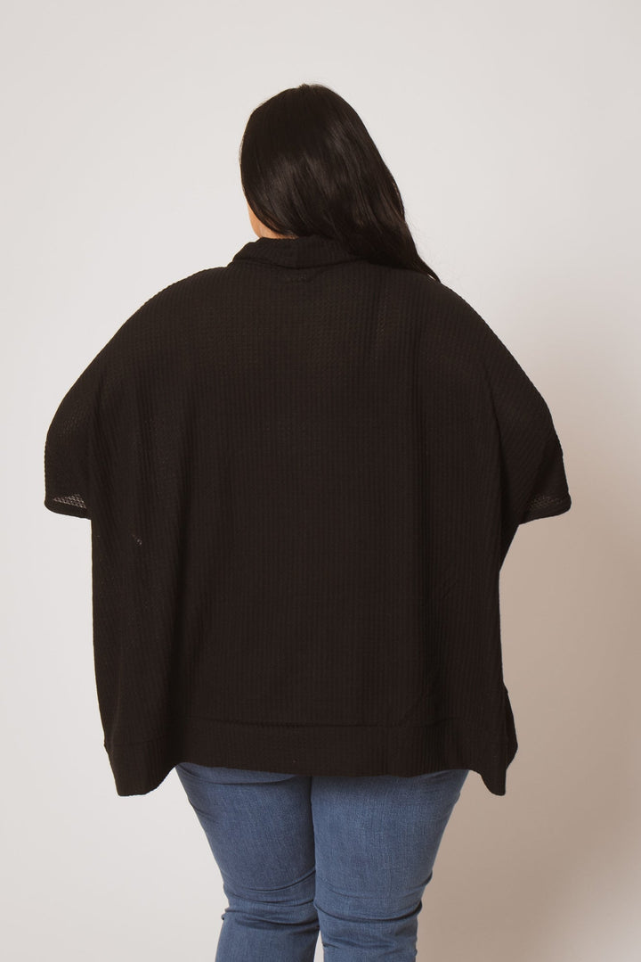 Oddi Sweaters & Cardigans Plus Size Cozy Drift Poncho - Black