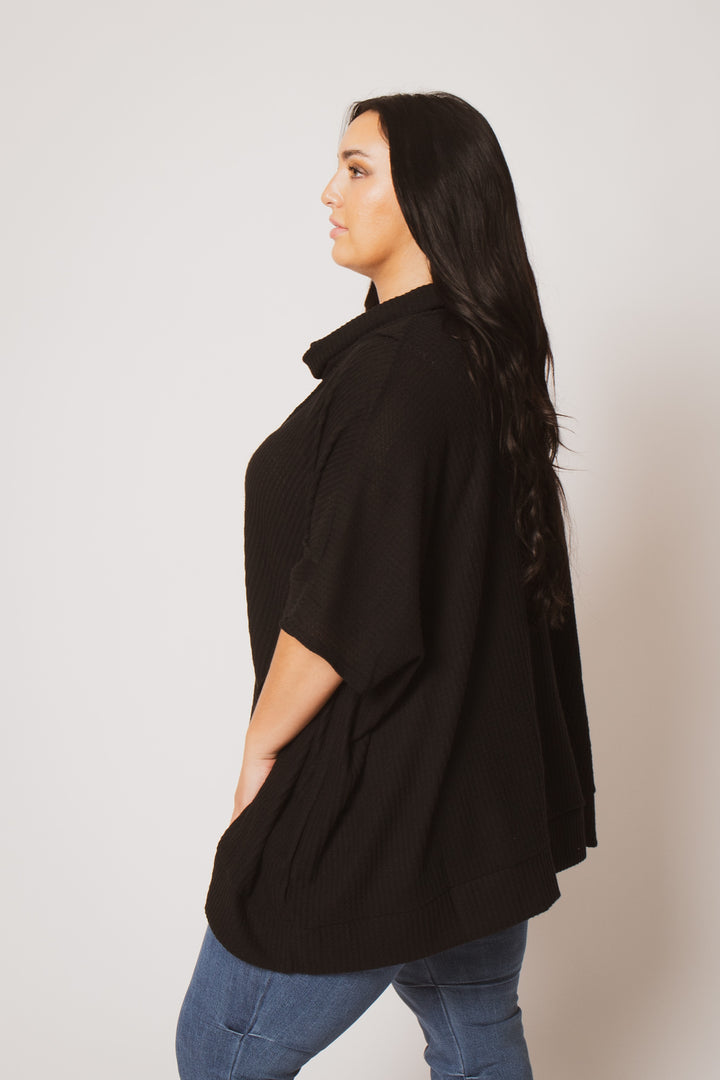 Oddi Sweaters & Cardigans Plus Size Cozy Drift Poncho - Black