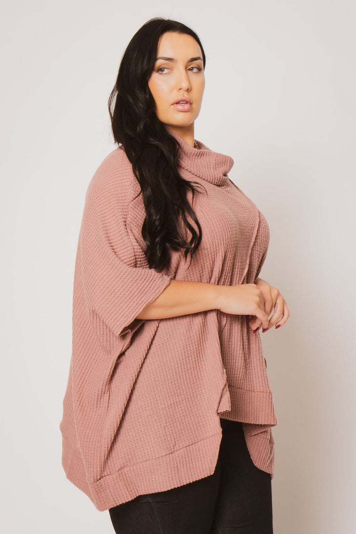 Oddi Sweaters & Cardigans Plus Size Cozy Drift Poncho - Mauve