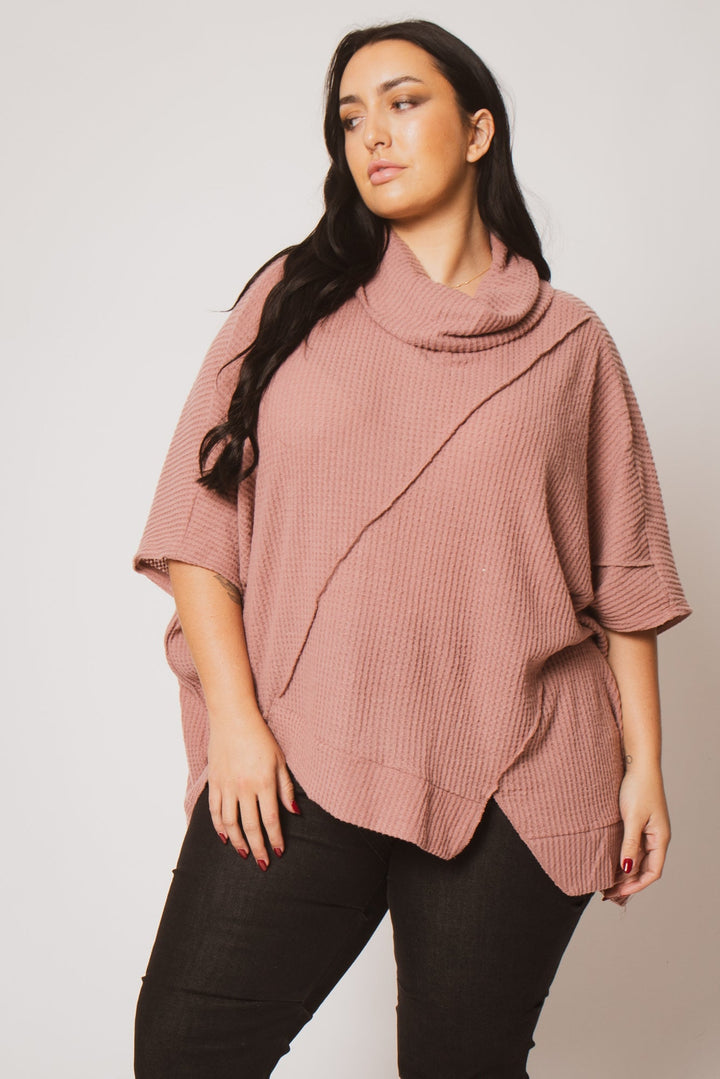 Oddi Sweaters & Cardigans Plus Size Cozy Drift Poncho - Mauve