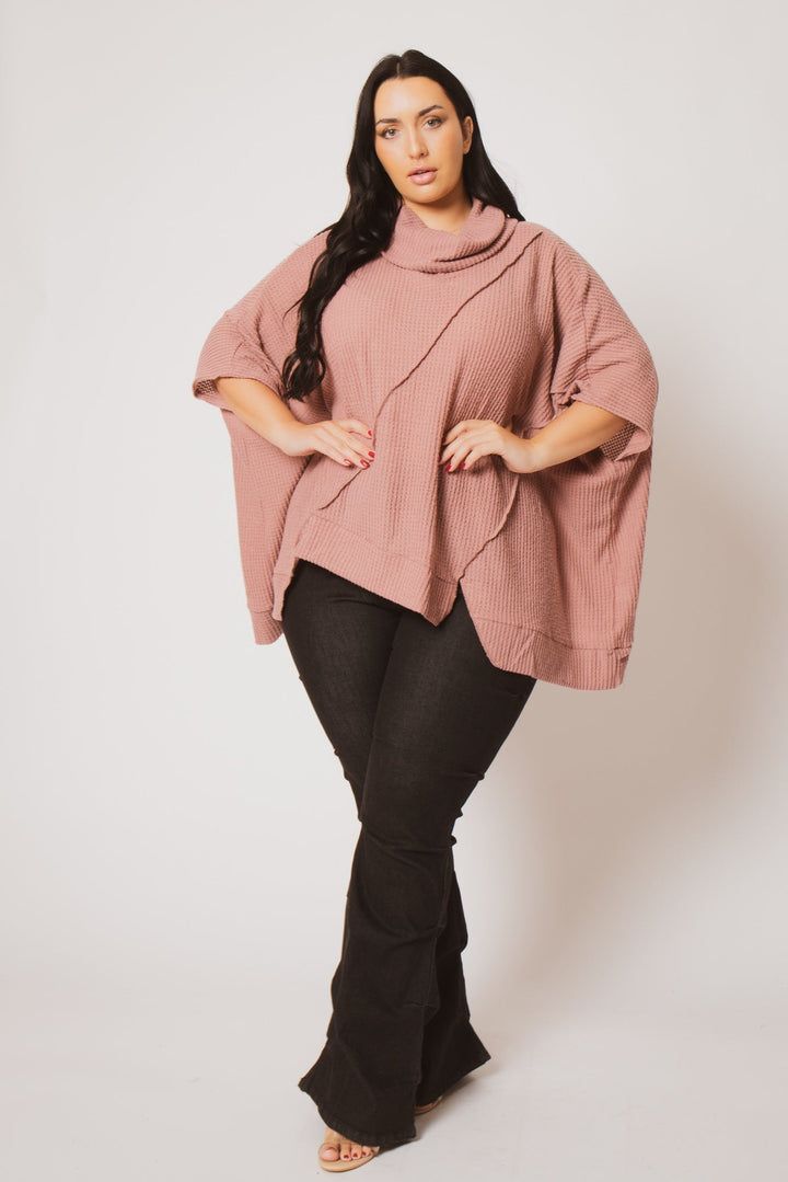 Oddi Sweaters & Cardigans Plus Size Cozy Drift Poncho - Mauve