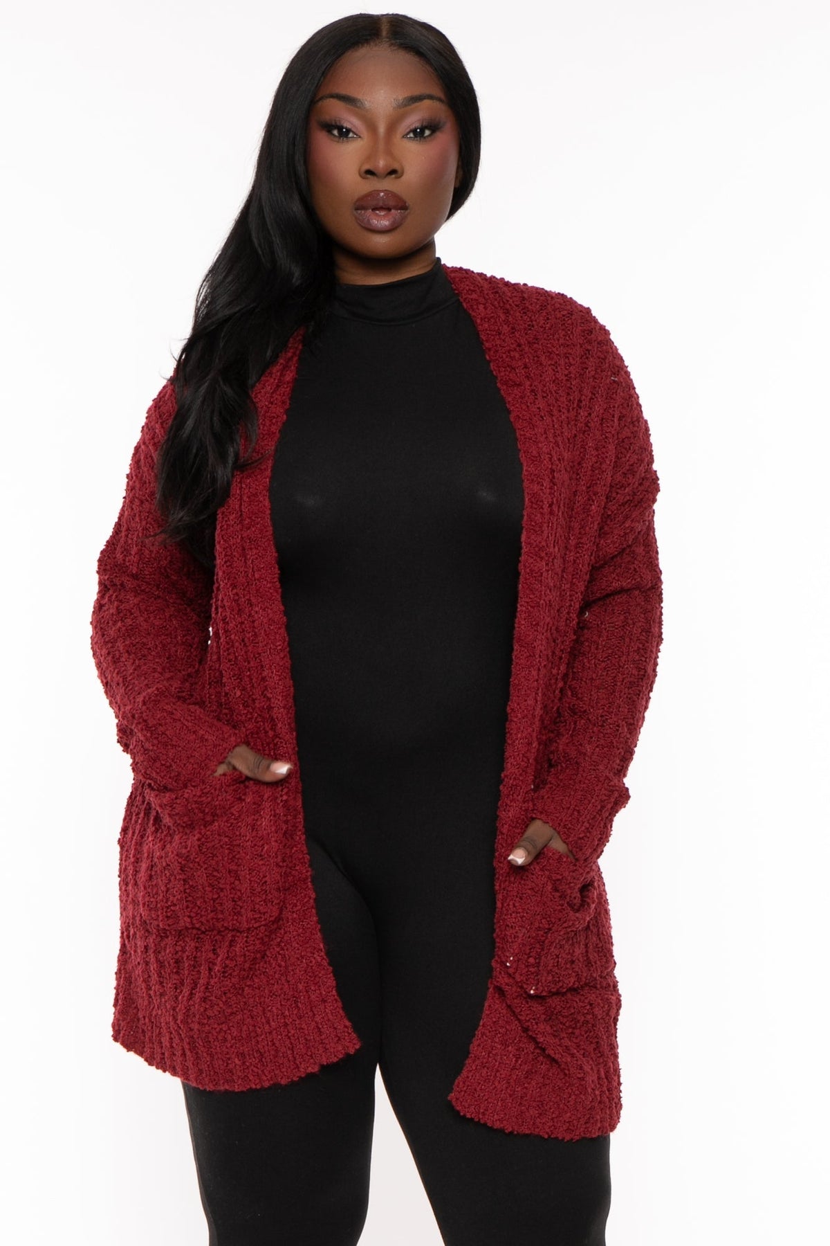 Plus size 2025 maroon cardigan