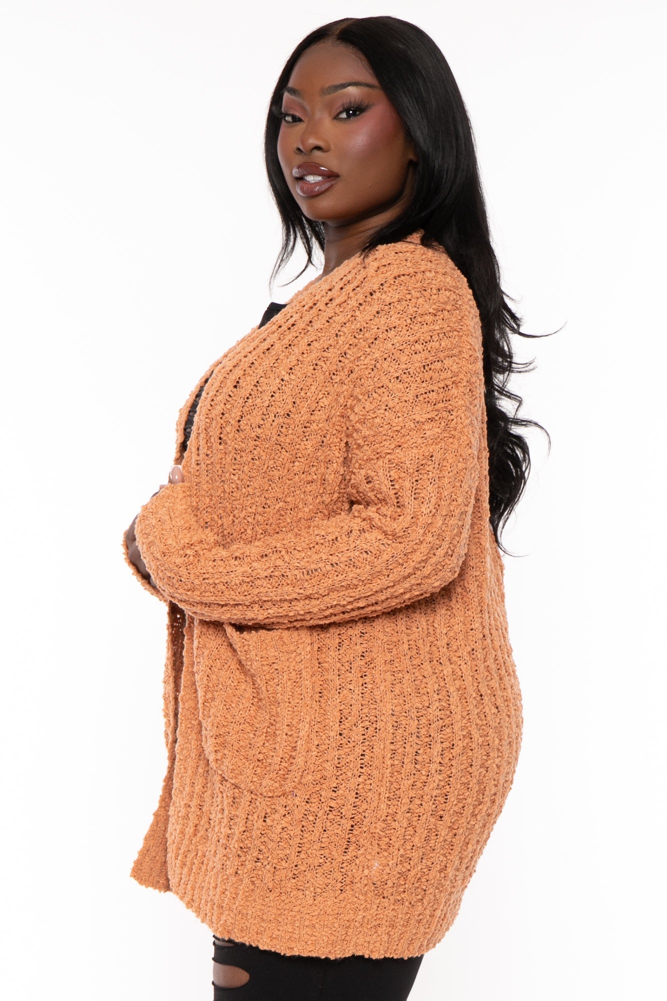 Plus size shop rust cardigan