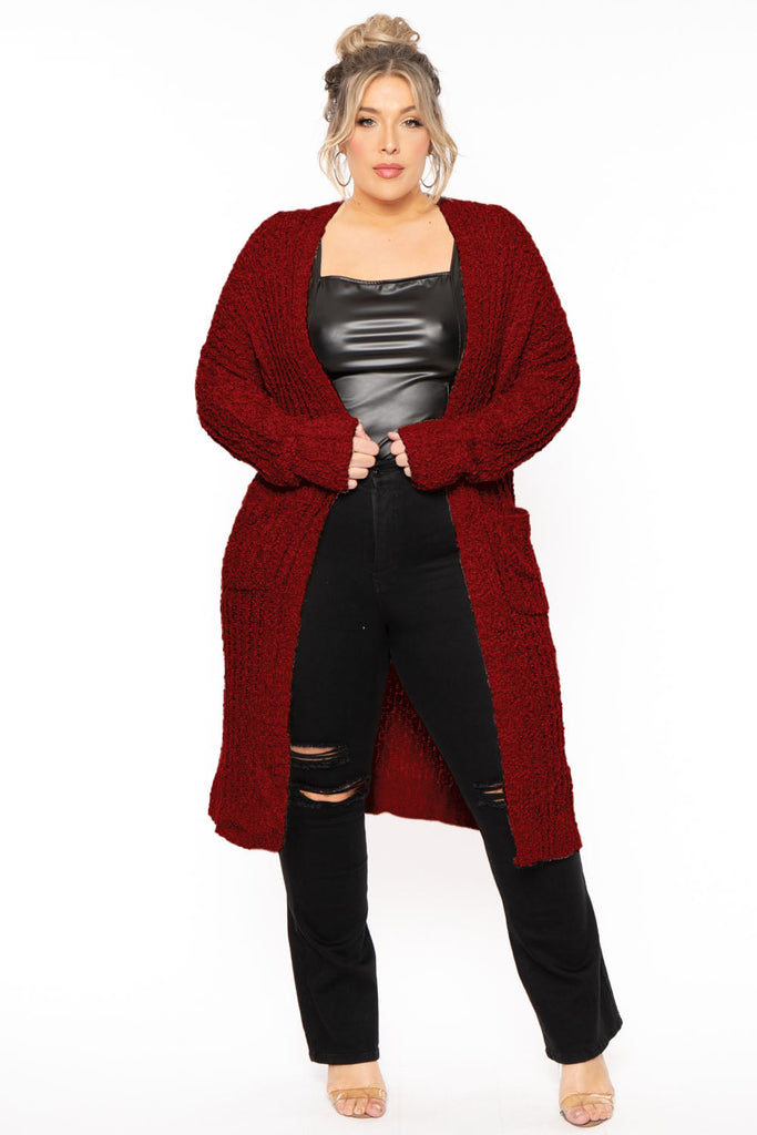 Burgundy popcorn outlet cardigan