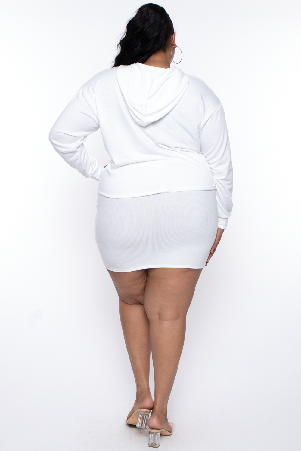 Curvy Sense Sweaters & Cardigans Plus Size Essential Cropped Hoodie - Ivory