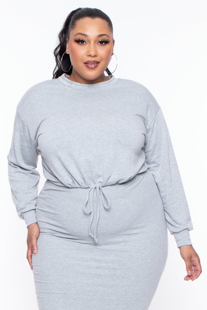 Curvy Sense Sweaters & Cardigans 1X / Heather Grey Plus Size Essential Cropped Pullover Sweatshirt - Heather Grey