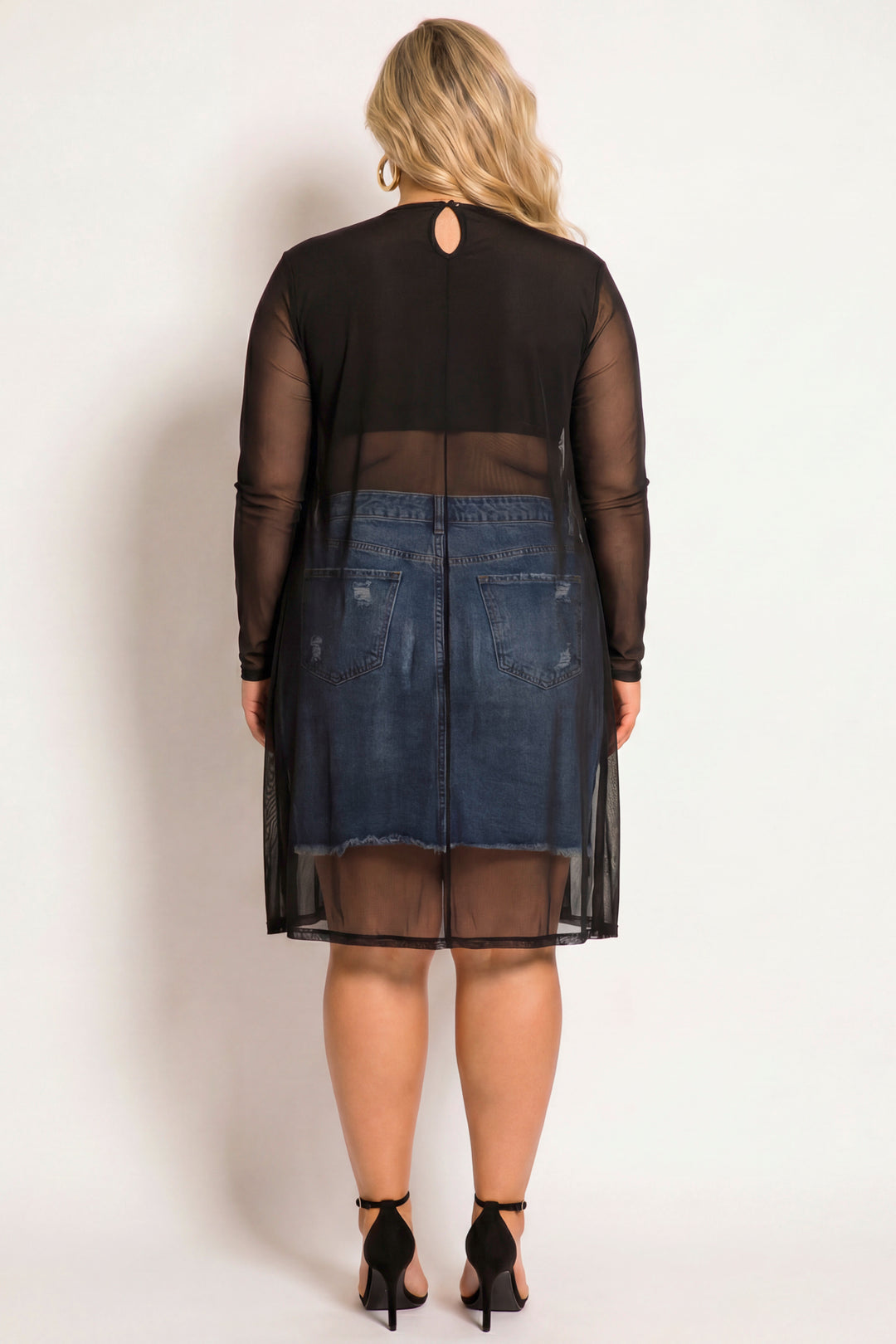 JULIA Sweaters & Cardigans Plus Size Everly Mesh Cardigan - Black