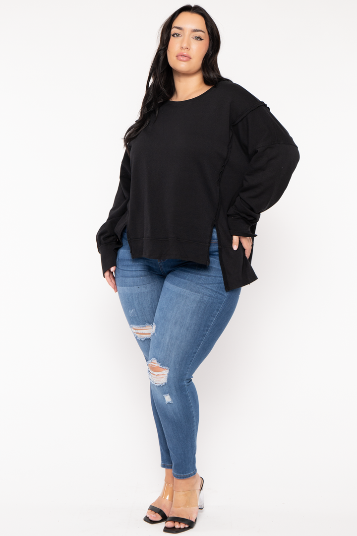 CULTURE CODE Sweaters & Cardigans Plus Size Exposed Seam Sweater  - Black