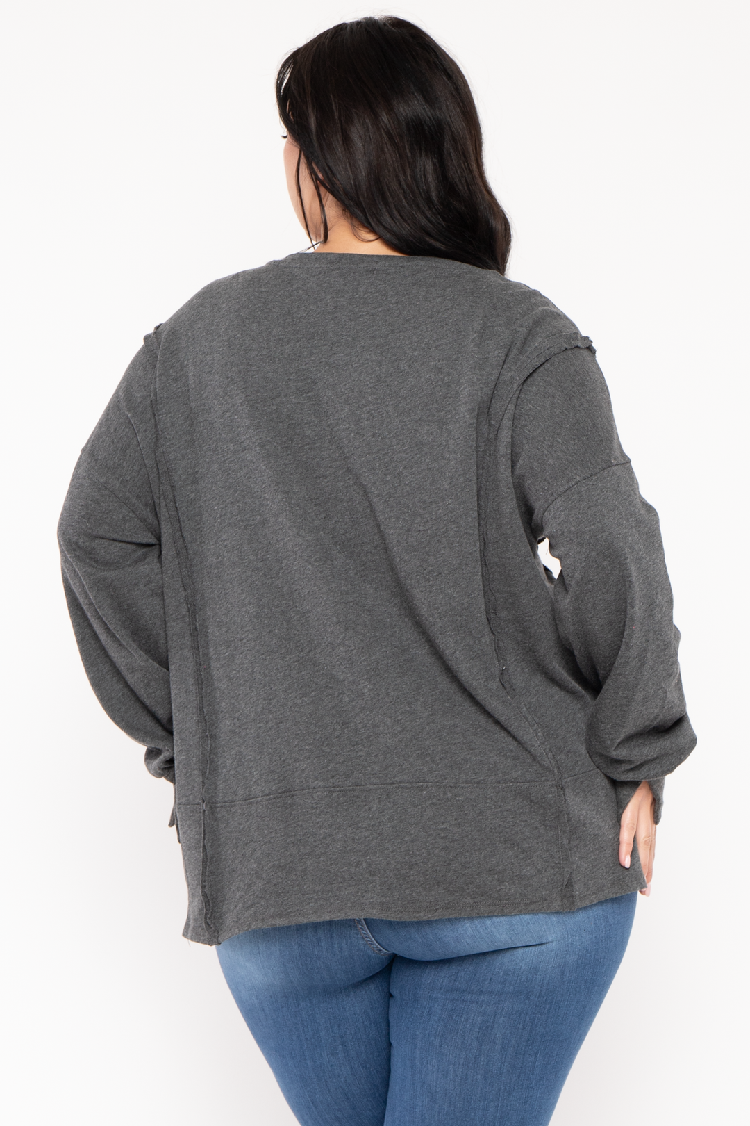 CULTURE CODE Sweaters & Cardigans Plus Size Exposed Seam Sweater  - Charcoal