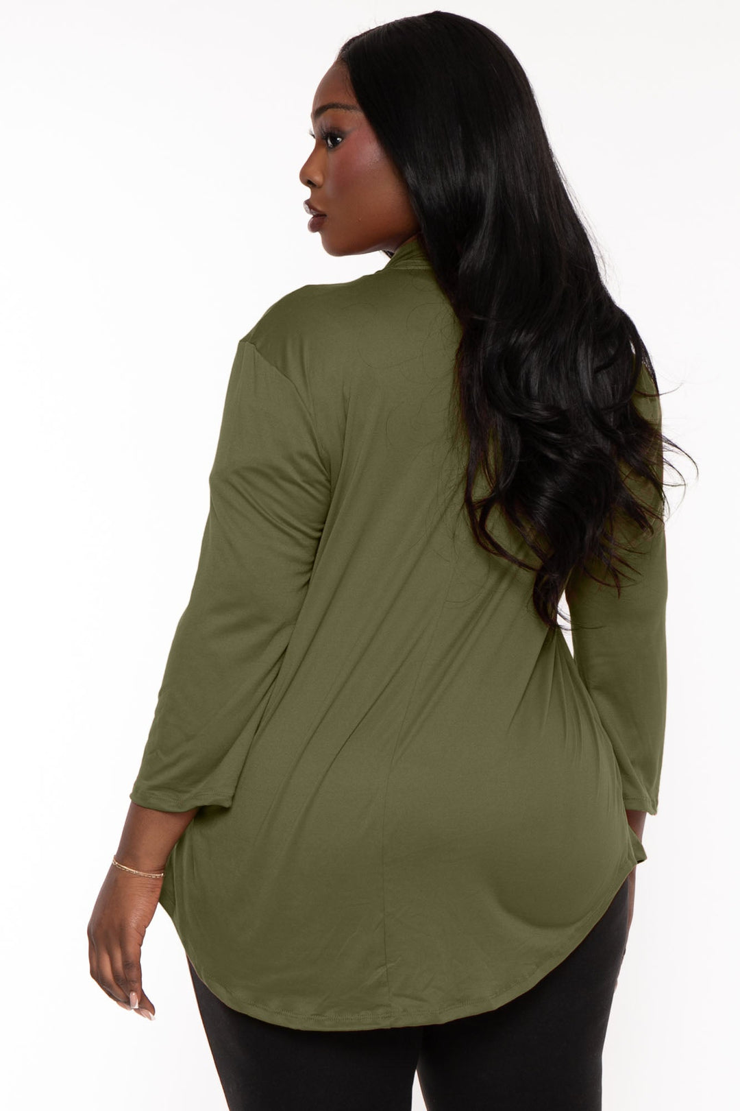 CULTURE CODE Sweaters & Cardigans Plus Size Gayle Drape  Cardigan - Olive