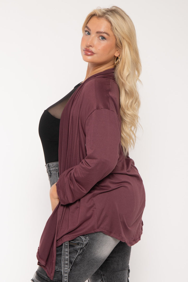 CULTURE CODE Sweaters & Cardigans Plus Size Gayle Drape  Cardigan - Plum