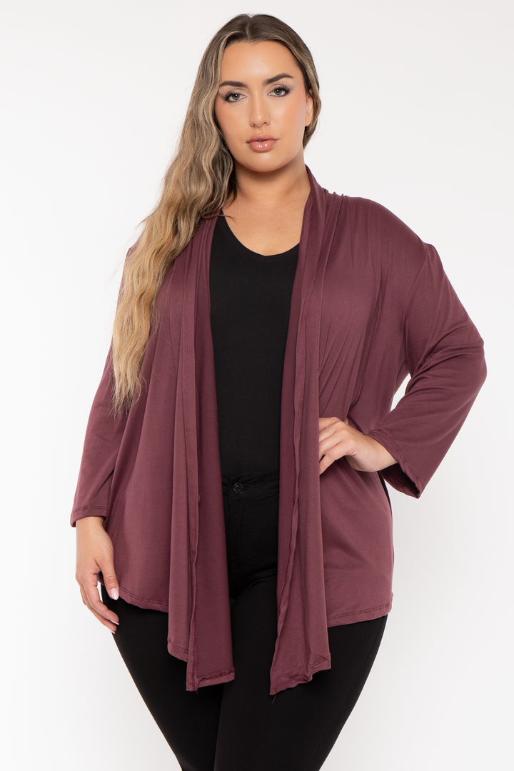 CULTURE CODE Sweaters & Cardigans Plus Size Gayle Drape  Cardigan - Plum