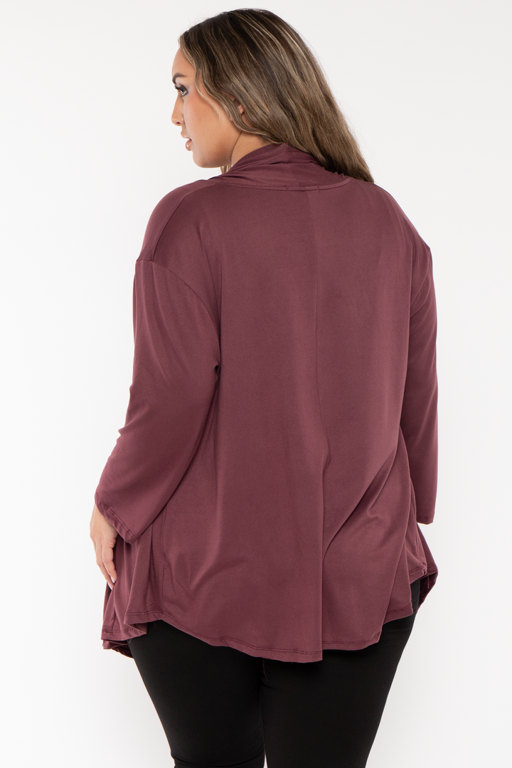 CULTURE CODE Sweaters & Cardigans Plus Size Gayle Drape  Cardigan - Plum