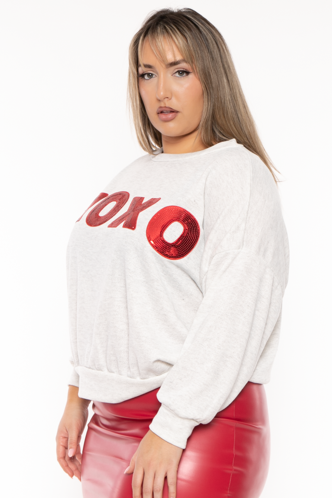 Sweet Generis Sweaters & Cardigans Plus Size Kallyn XOXO  Sweater - Heather Grey