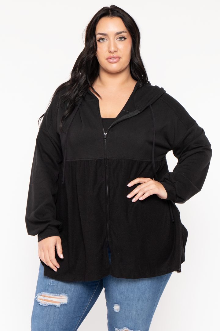 CULTURE CODE Sweaters & Cardigans Plus Size Oversize Babydolls Shacket  - Black