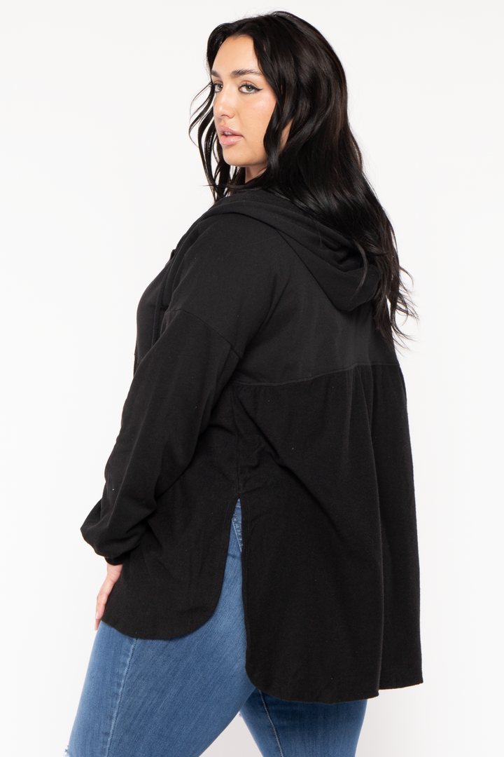 CULTURE CODE Sweaters & Cardigans Plus Size Oversize Babydolls Shacket  - Black