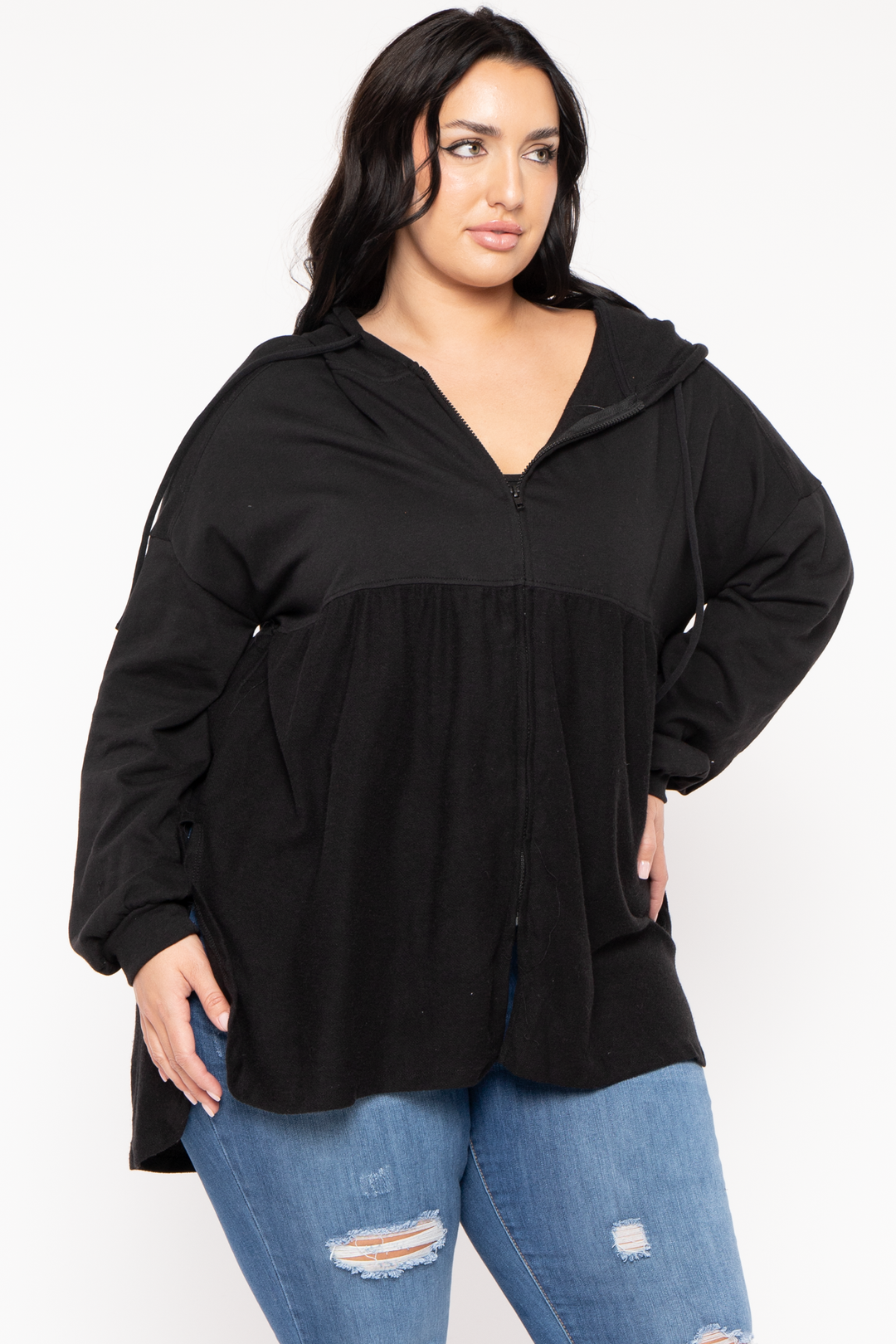 CULTURE CODE Sweaters & Cardigans Plus Size Oversize Babydolls Shacket  - Black