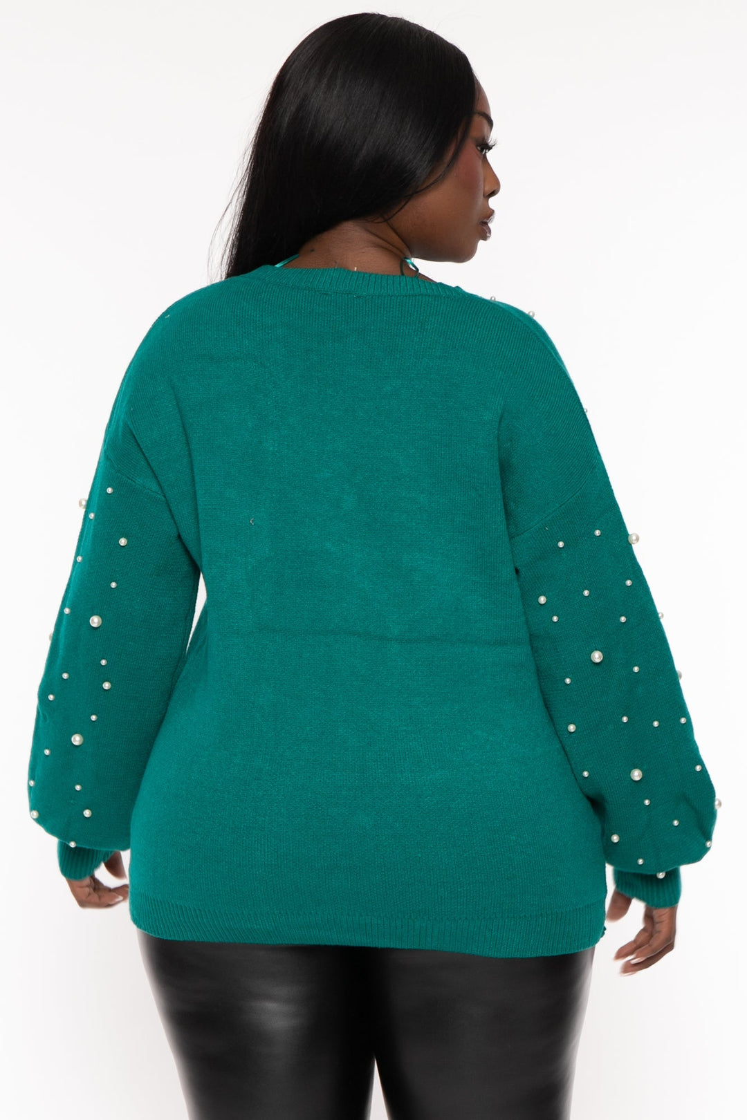 143 Sweaters & Cardigans Plus Size Pearl Sprinkles  Sweater -Jade