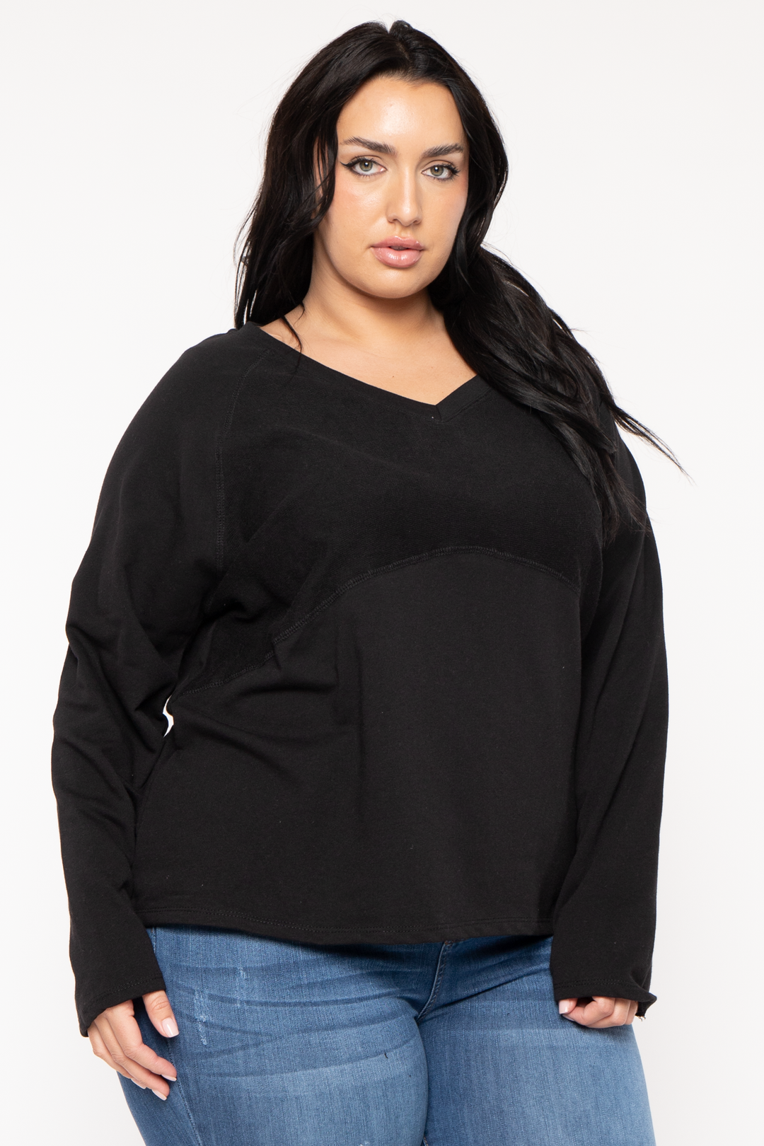 CULTURE CODE Sweaters & Cardigans Plus Size Raglan Boxy Sweater  - Black