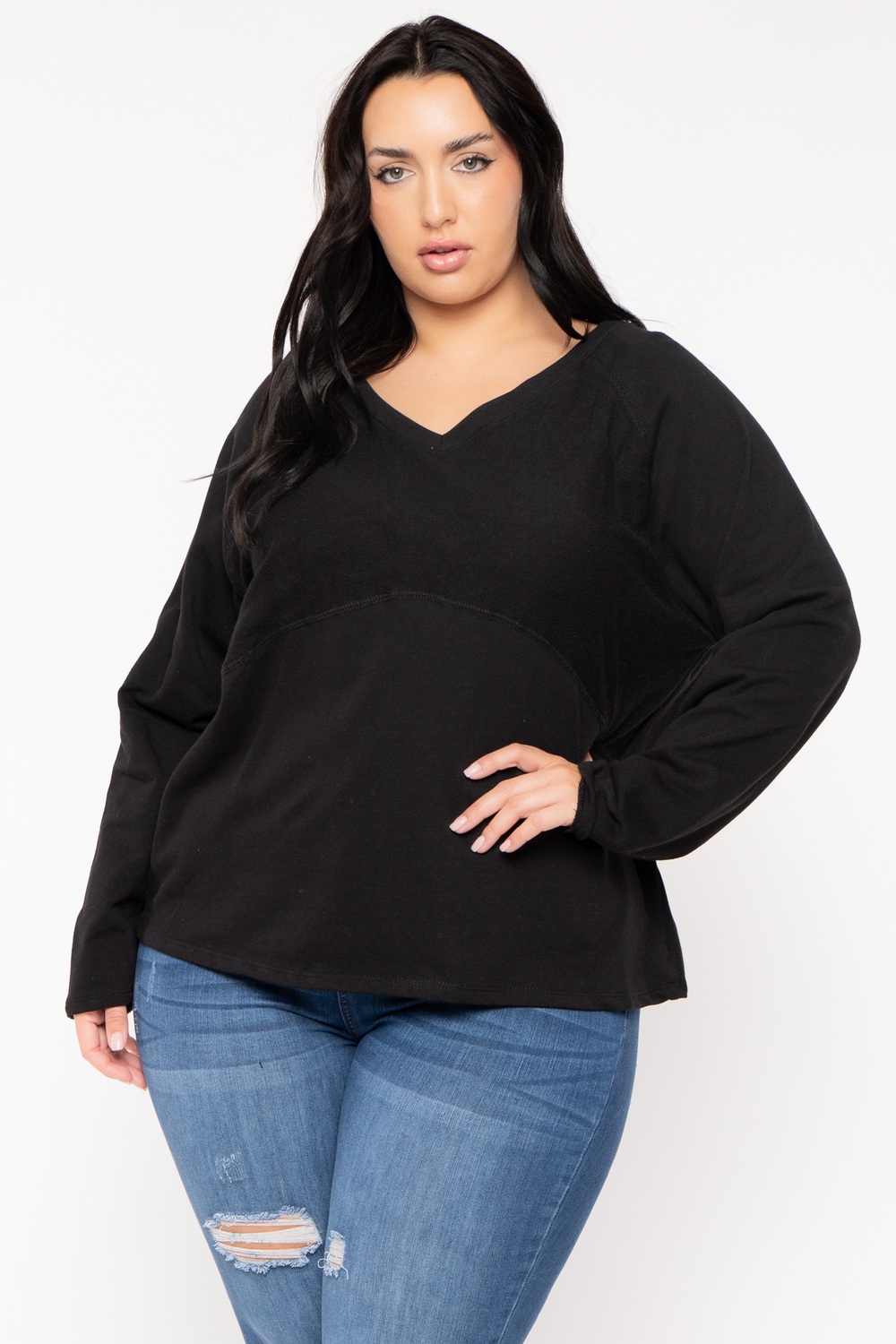 CULTURE CODE Sweaters & Cardigans Plus Size Raglan Boxy Sweater  - Black