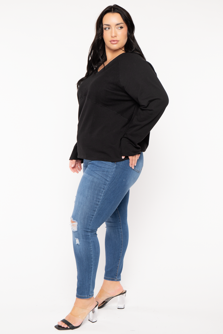 CULTURE CODE Sweaters & Cardigans Plus Size Raglan Boxy Sweater  - Black