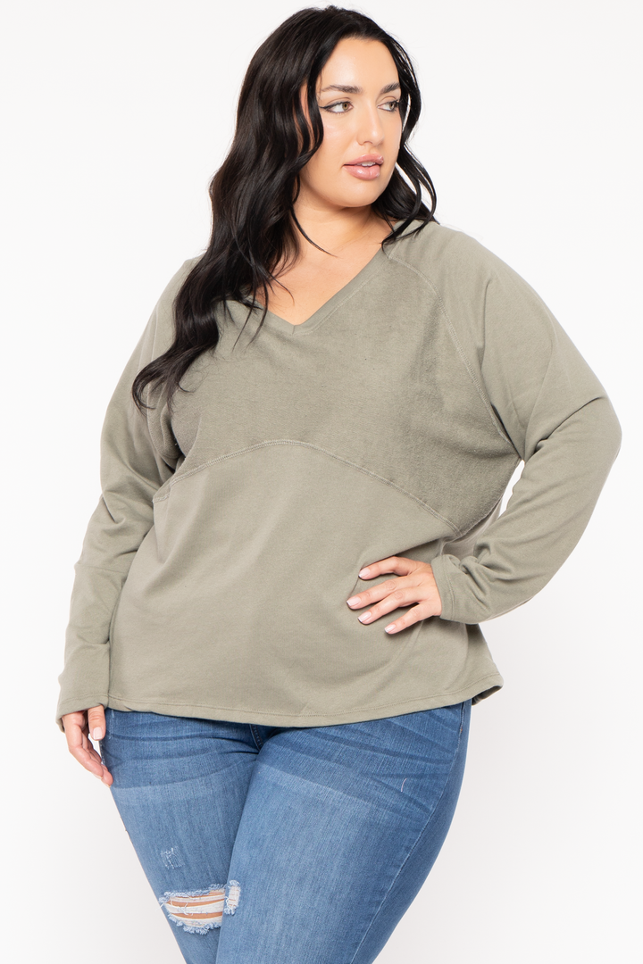 CULTURE CODE Sweaters & Cardigans Plus Size Raglan Boxy Sweater  - Olive