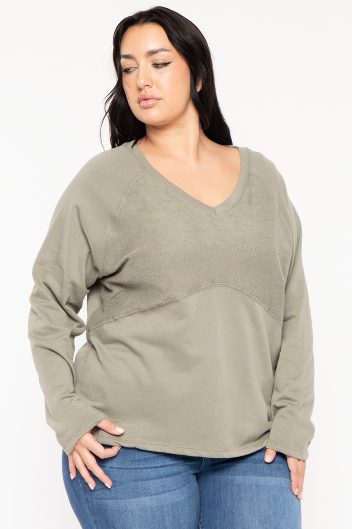 CULTURE CODE Sweaters & Cardigans Plus Size Raglan Boxy Sweater  - Olive