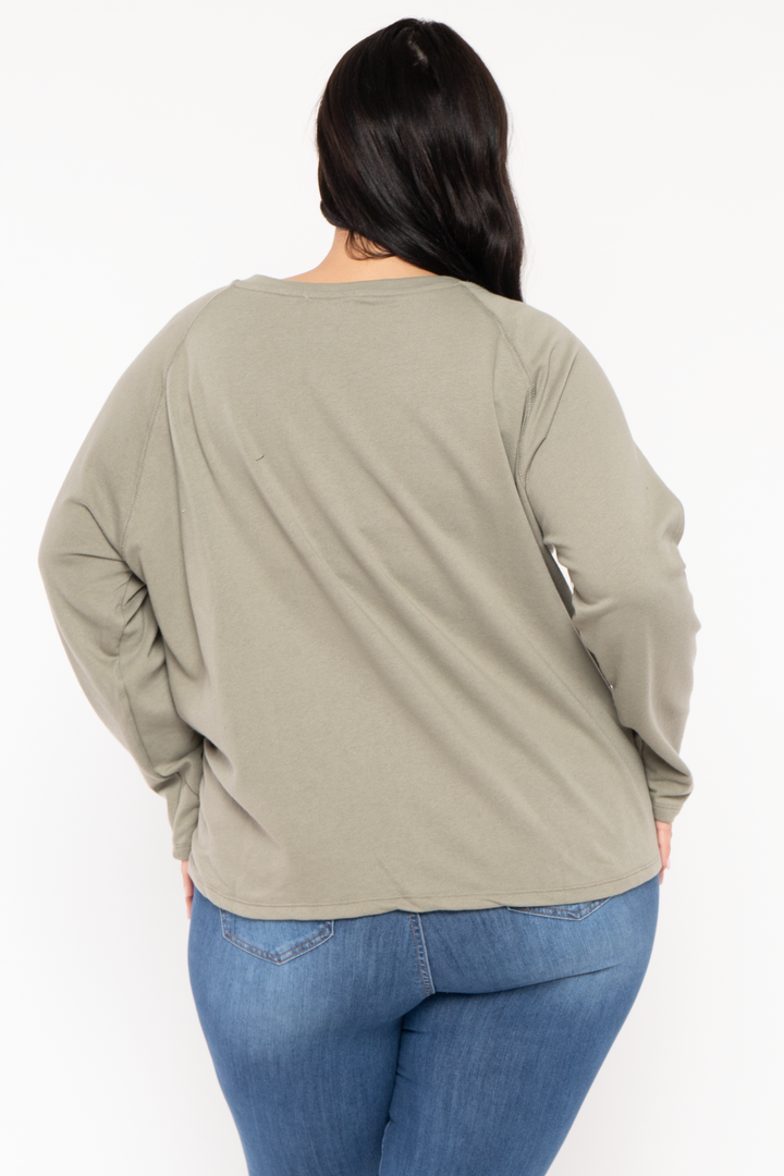 CULTURE CODE Sweaters & Cardigans Plus Size Raglan Boxy Sweater  - Olive