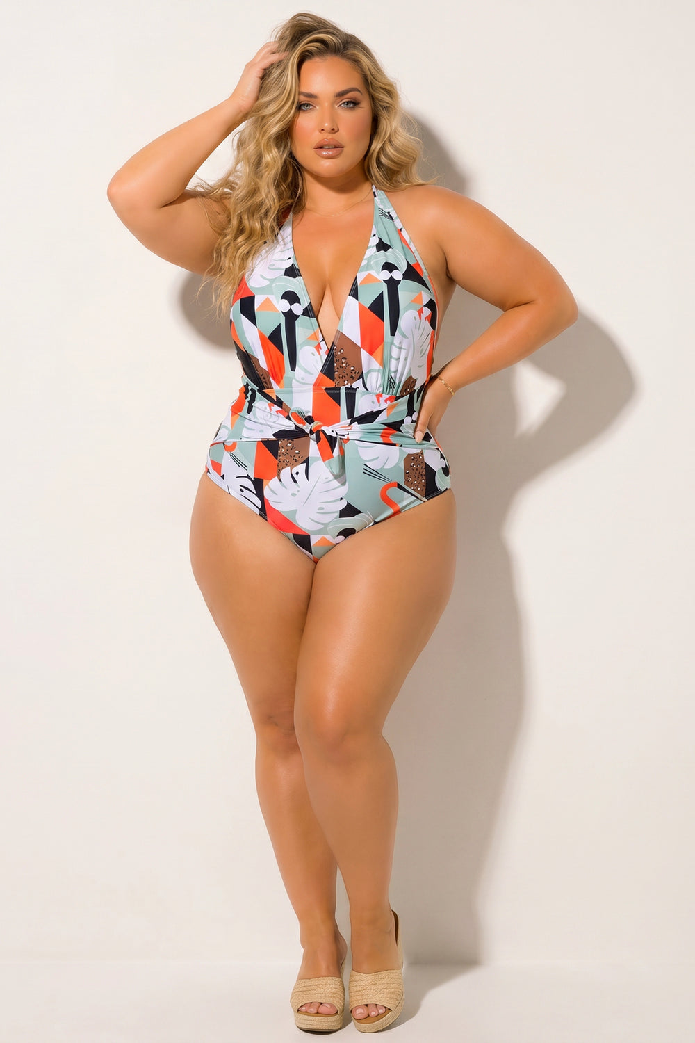 Ree BEES Swimwear Plus Size Coastal Escape Swimsuit - Orange