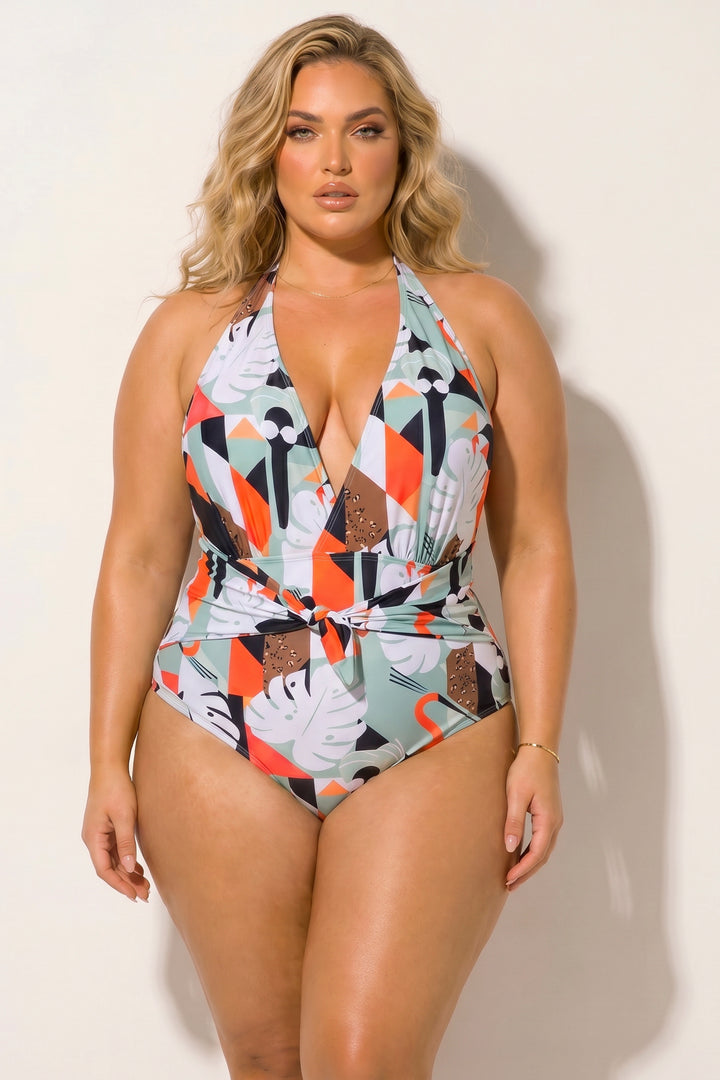 Ree BEES Swimwear Plus Size Coastal Escape Swimsuit - Orange