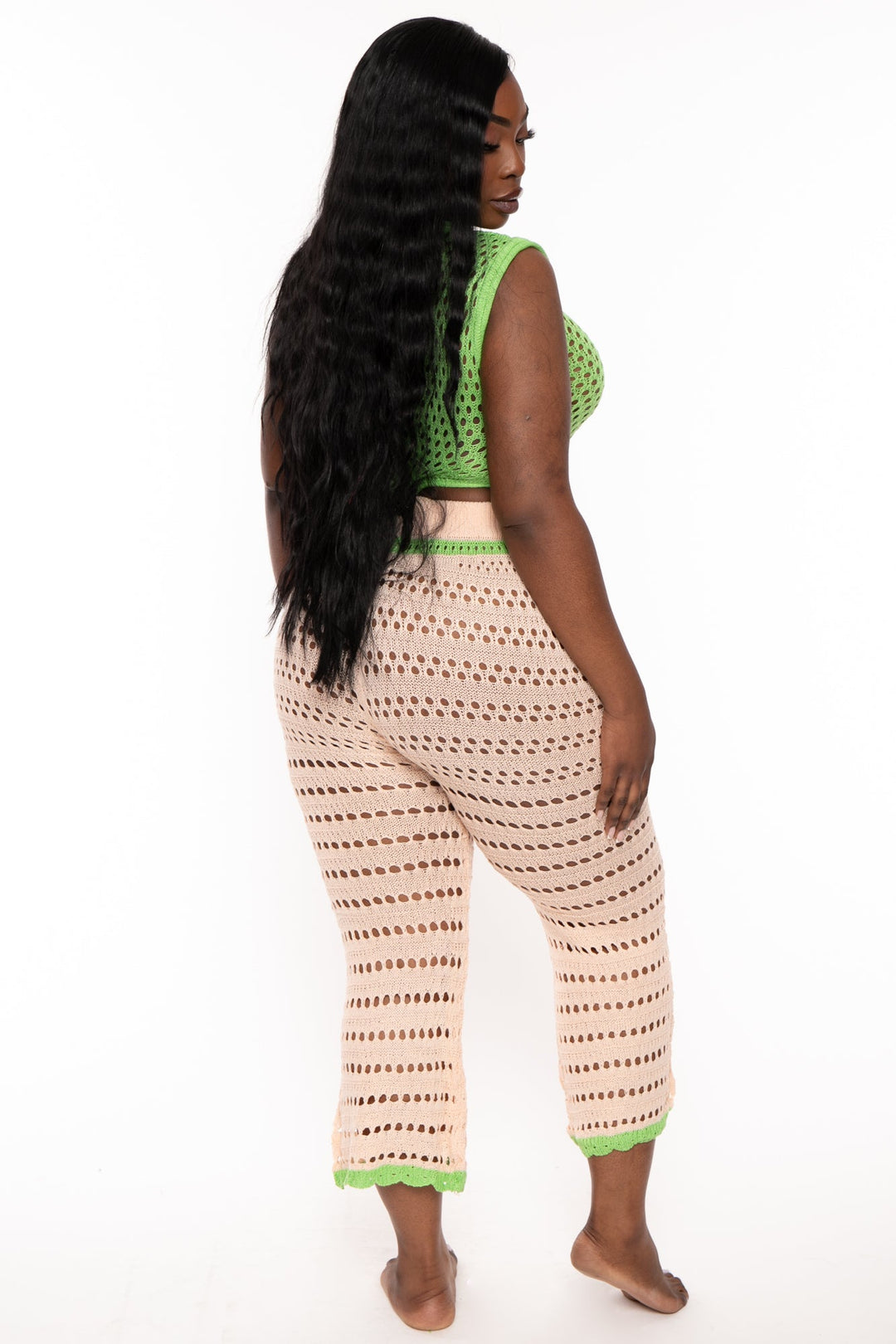 FIRST LOVE Swimwear Plus Size Kenia 2pc Crochet Swim Cover-up - Green