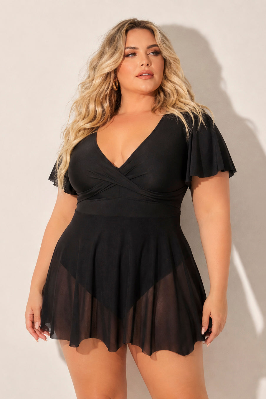 Guangzhou Feifeng Swimwear Plus Size Ocean Mesh Swimsuit - Black