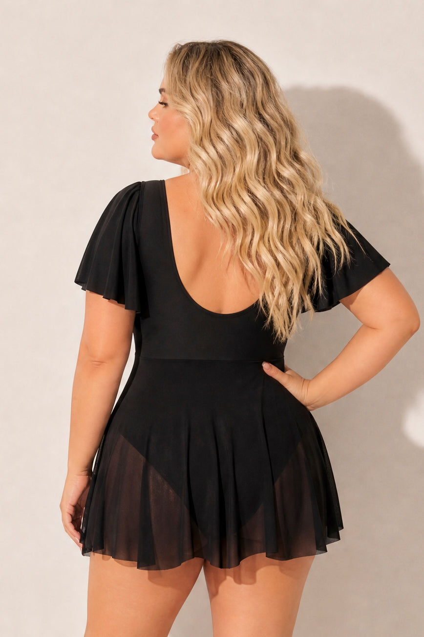 Guangzhou Feifeng Swimwear Plus Size Ocean Mesh Swimsuit - Black
