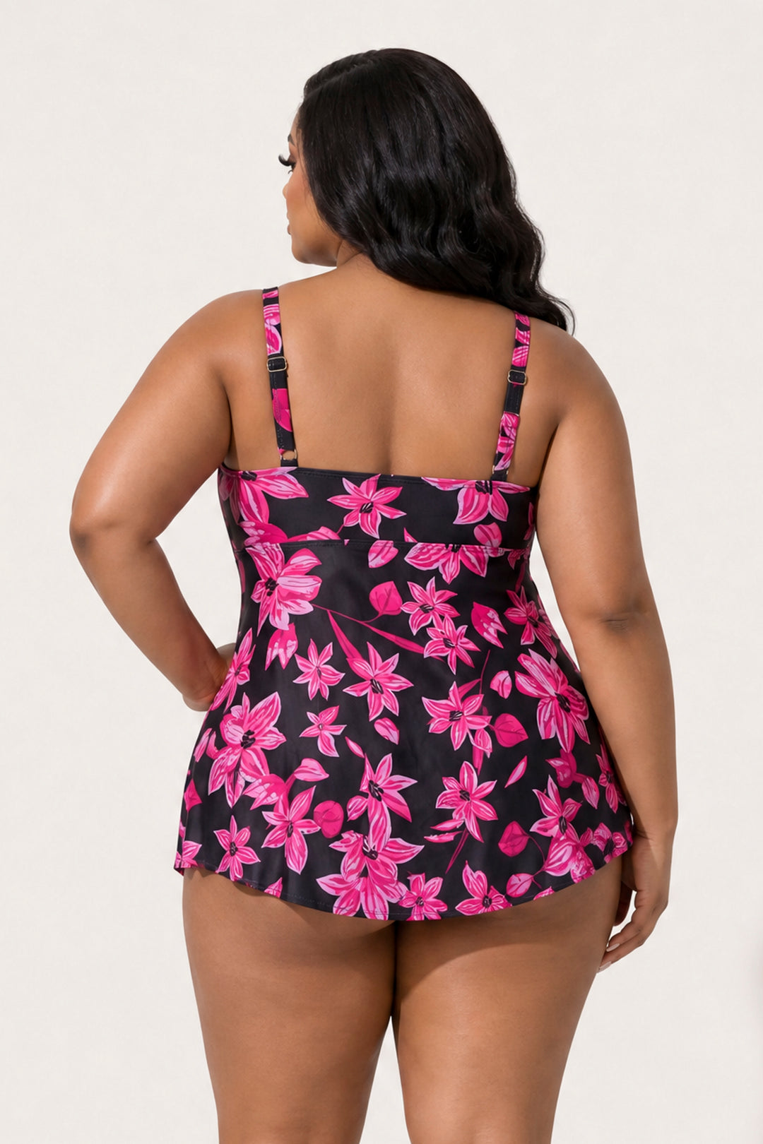 Guangzhou Feifeng Swimwear Plus Size Tropical Kiss Tankini Set - Pink